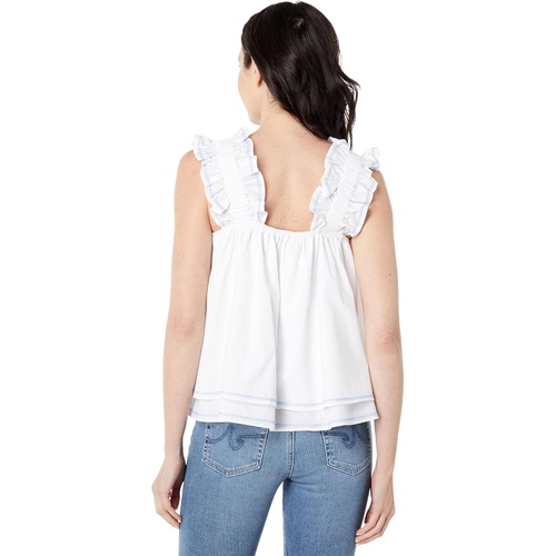  English Factory Contrast Embroidery Tiered Top
