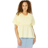 English Factory Textured Gingham Puff Babydoll Blouse