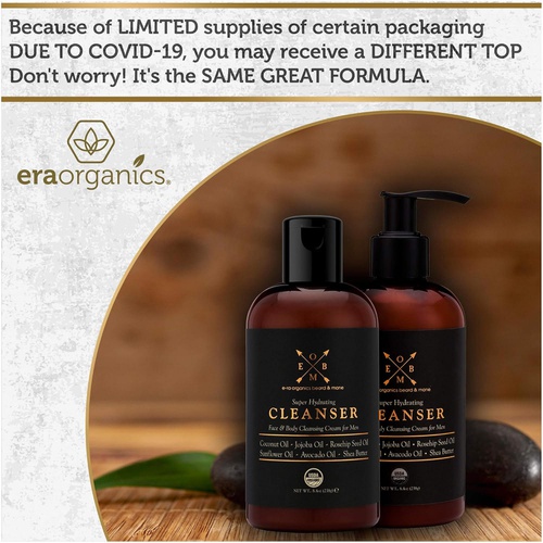  Era Organics Organic Men’s Face & Body Cleanser  Premium Moisturizing Cleanser For Dry, Sensitive Skin, Oily Acne Prone Skin With Jojoba, Avocado, Rosehip & More Fight Acne, Wrinkles & Prematu