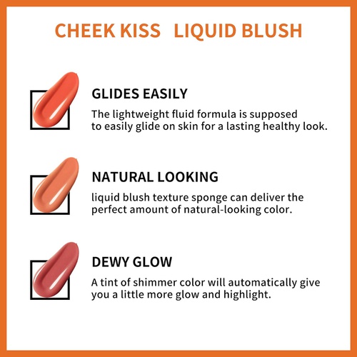  【3 Pack】 Erinde Cheek Kiss Liquid Blush Makeup Lightweight, Breathable Feel, Sheer Flush Of Color, Natural-Looking, Dewy Finish Liquid Blusher Cheek Colorr,Valentines Day Gift for