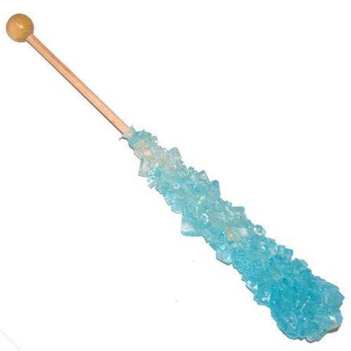  Extra Large Rock Candy Sticks: 6 Light Blue Cotton Candy Lollipop - Individually Wrapped - Espeez Rock Candy Crystal Sticks for Candy Buffet, Birthdays, Weddings, Receptions, Brida