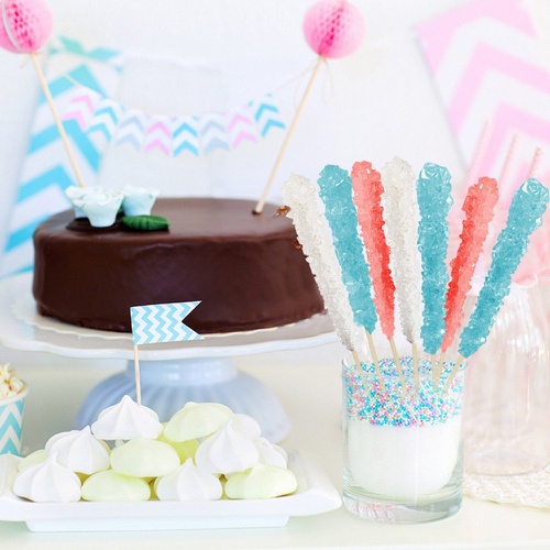  Extra Large Rock Candy Sticks: 6 Light Blue Cotton Candy Lollipop - Individually Wrapped - Espeez Rock Candy Crystal Sticks for Candy Buffet, Birthdays, Weddings, Receptions, Brida