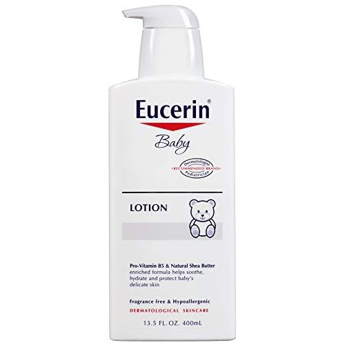  Eucerin Baby Body Lotion - Hypoallergenic & Fragrance Free, Safe for Everyday Use on Sensitive Skin - 13.5 fl. oz. Pump Bottle