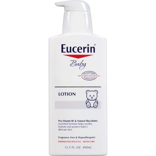  Eucerin Baby Body Lotion - Hypoallergenic & Fragrance Free, Safe for Everyday Use on Sensitive Skin - 13.5 fl. oz. Pump Bottle