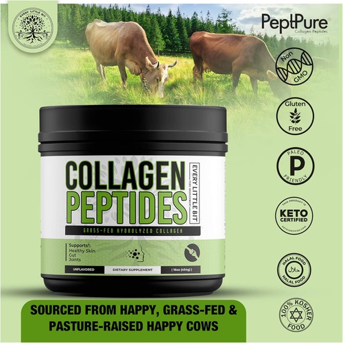  Every Little Bit Collagen Peptides Powder  Protein & Amino Acid Supplement, Hair, Skin, Nails & Joints  Potent 11g Per Serving