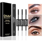 Evpct 4D Silk Fiber Lash Mascara & Fiber 2-in-1 Double-End Black Mascara Volume Set(3-Pack), Best for Thickening and Lengthening, Waterproof Smudge-Proof HypoallergenicThicker and Longer