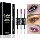 Evpct 4D Silk Fiber Lash Mascara & Fiber 2-in-1 Double-End Black Red Pink Mascara Volume Set(3-Pack),for Thickening and Lengthening, Waterproof Smudge-Proof Hypoallergenic - Thicker and