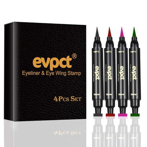  Evpct Pink Eyeliner Stamps Eye Stamp Wing Liner Set,Winged Eyeliner in Seconds, Eye Liners for Women Waterproof Eyeliner Liquid Gel Eyeliner Long Lasting Black Eyeliner Pencil, Red,Green