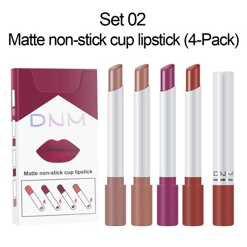  Evpct Matte Cigarette Lipstick Pack Set Mini Listick Kit, 4 Colors Matte Metallic Non-stick cup Velvet Lipstick,Long Lasting Waterproof Easy To Color Cute Tube Women Make up Cosmetic Lip