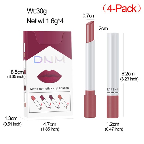  Evpct Matte Cigarette Lipstick Pack Set Mini Listick Kit, 4 Colors Matte Metallic Non-stick cup Velvet Lipstick,Long Lasting Waterproof Easy To Color Cute Tube Women Make up Cosmetic Lip