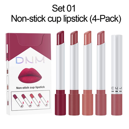  Evpct Matte Cigarette Lipstick Pack Set Mini Listick Kit, 4 Colors Matte Metallic Non-stick cup Velvet Lipstick,Long Lasting Waterproof Easy To Color Cute Tube Women Make up Cosmetic Lip