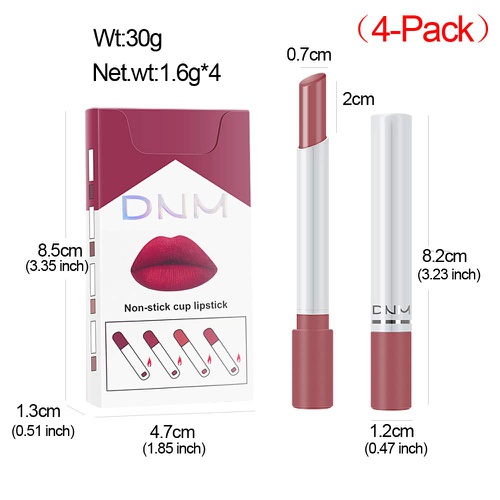  Evpct Matte Cigarette Lipstick Pack Set Mini Listick Kit, 4 Colors Matte Metallic Non-stick cup Velvet Lipstick,Long Lasting Waterproof Easy To Color Cute Tube Women Make up Cosmetic Lip