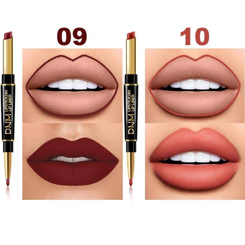  Evpct 6Pcs/Set Lip Liner and Lipstick Set Kit, Double Color Head Matte Lipstick 24H & Lip Liner 2 in 1 Set Waterproof Long Lasting Lipstick 24 All Day Mini Lipstick Gift Set Dark Red Mat