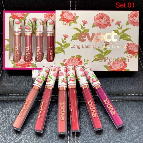  Evpct 6Pcs/Set Lip Liner and Lipstick Set Kit, Double Color Head Matte Lipstick 24H & Lip Liner 2 in 1 Set Waterproof Long Lasting Lipstick 24 All Day Mini Lipstick Gift Set Dark Red Mat