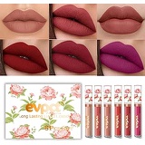 Evpct 6Pcs/Set Matte Lipstick Set Lipstick Matte Kit, Beautiful Peony Flower Liquid Lipstick Waterproof Long Lasting Birthday Edition Durable Nude Velvet Lip Gloss Lip Makeup Beauty evpc