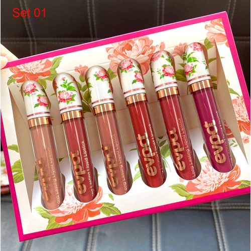  Evpct 6Pcs/Set Matte Lipstick Set Lipstick Matte Kit, Beautiful Peony Flower Liquid Lipstick Waterproof Long Lasting Birthday Edition Durable Nude Velvet Lip Gloss Lip Makeup Beauty evpc