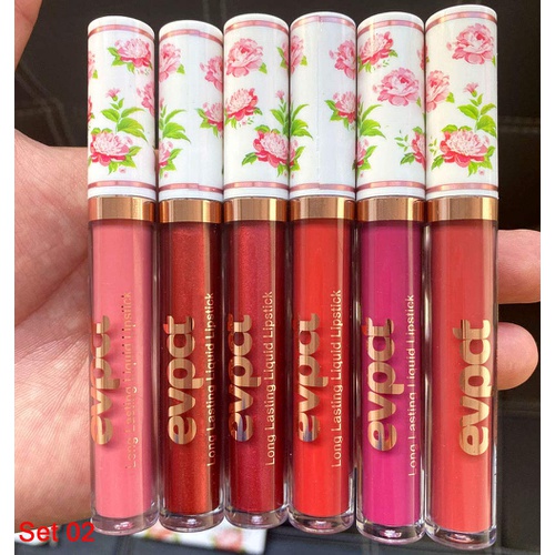  Evpct 6Pcs/Set Matte Lipstick Set Lipstick Matte Kit, Beautiful Peony Flower Liquid Lipstick Waterproof Long Lasting Birthday Edition Durable Nude Velvet Lip Gloss Lip Makeup Beauty evpc