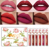 Evpct 6Pcs/Set Matte Lipstick Set Lipstick Matte Kit , Beautiful Peony Flower Liquid Lipstick Waterproof Long Lasting Birthday Edition Durable Nude Velvet Lip Gloss Lip Makeup Beauty evp