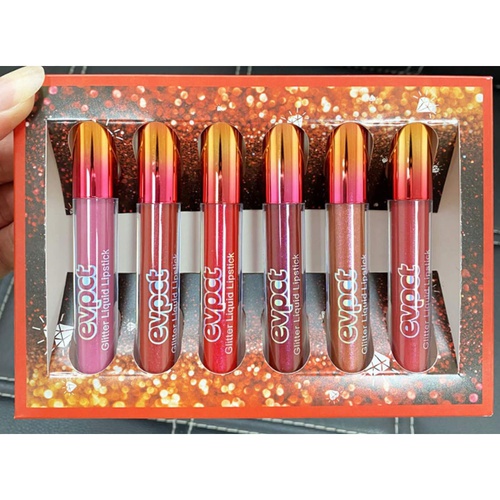  Evpct Glitter Lipstick, Matte Glitter Liquid Set 6 Colors Diamond Shimmer Metallic Lipgloss Long Lasting Pigmented Waterproof Shiny Lip Gloss Non-stick Cup Makeup Gift for Girl and Women