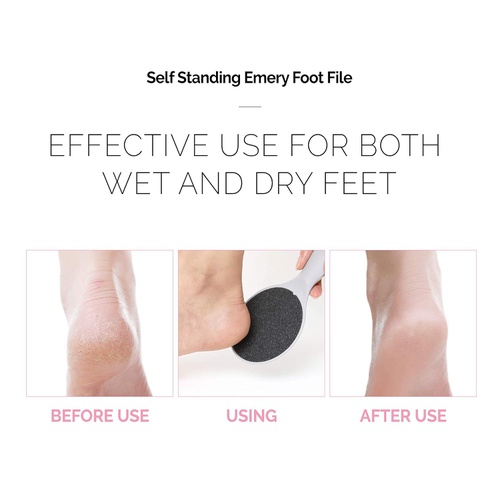  F3 Systems, Self-Standing Emery Foot File, Double-Sided Pedicure Tool, Effective for Cracked Heel, for Wet & Dry Feet, Pedicure, Hygienic Exfoliating, Callus Remover, Foot Scrubber