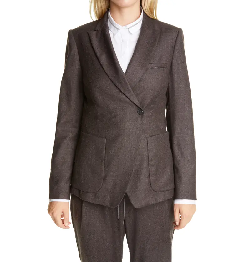  Fabiana Filippi Metallic Wool Blazer_BROWN