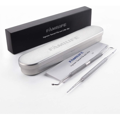  FAMILIFE L07 100% Stainless Steel Ingrown Toenail File and Lifter Double Sided with Storage Case (Ingrown Toenail File)