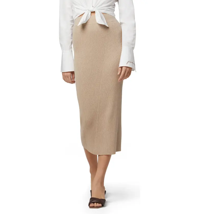 Favorite Daughter Ribbed Cotton & Cashmere Skirt_BEIGE