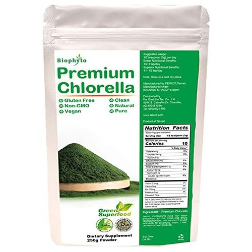  FEBICO Biophyto Chlorella Powder 250g - Patented Cracked Cell Wall - Non GMO, Vegan, Rich in Protein, Best Green Superfood, No Additives- 100% Pure Nature - Detox - High Dietary Fiber - N