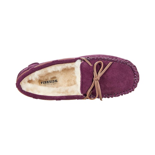  FIRESIDE by Dearfoams Victoria Genuine Shearling Moccasin with Tie