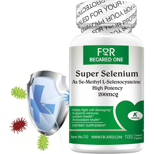  For Becared One Selenium 200mcg for Thyroid, Prostate and Heart Health -Gluten Free- Manufactured in The USA,100 Tablets