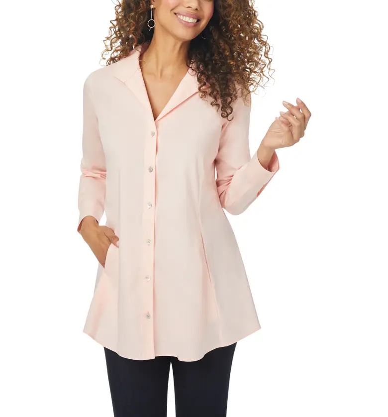 Foxcroft Cecilia Non-Iron Button-Up Tunic Shirt_PINK SUGAR