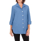 Foxcroft Pandora Non-Iron Cotton Shirt_MOUNTAIN BLUE