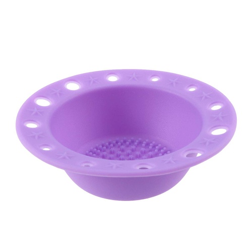  Frcolor 1Pc Silicone Brush Cleaner Washing Tools Cosmetics Makeup Brush Holder Scrubber Board Pinceles Cleansing Pad (Purple)