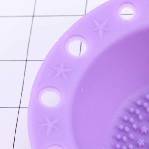  Frcolor 1Pc Silicone Brush Cleaner Washing Tools Cosmetics Makeup Brush Holder Scrubber Board Pinceles Cleansing Pad (Purple)