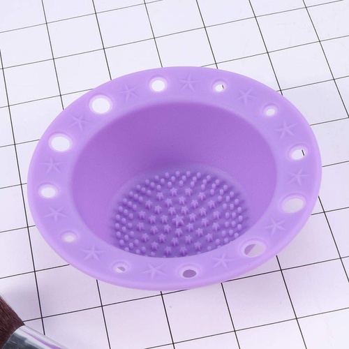  Frcolor 1Pc Silicone Brush Cleaner Washing Tools Cosmetics Makeup Brush Holder Scrubber Board Pinceles Cleansing Pad (Purple)