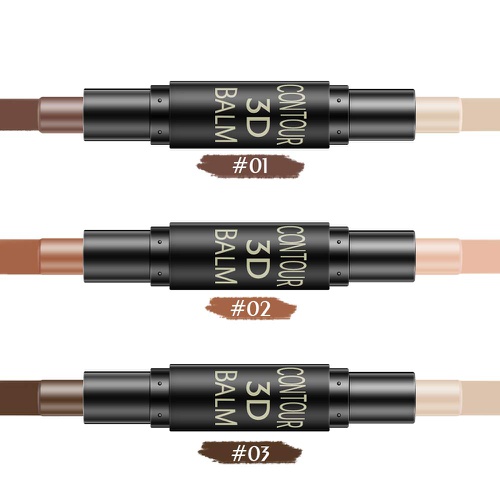  FREEORR 6 Colors Dual-ended Highlight & Contour Stick Make up Concealer Kit for 3D Face Shaping Body Shaping Make up Set 3PCs-6.2g/per