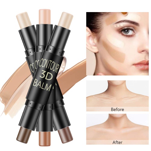  FREEORR 6 Colors Dual-ended Highlight & Contour Stick Make up Concealer Kit for 3D Face Shaping Body Shaping Make up Set 3PCs-6.2g/per