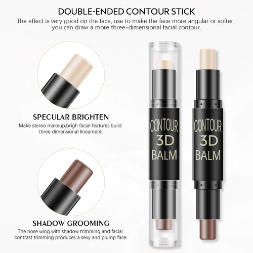  FREEORR 6 Colors Dual-ended Highlight & Contour Stick Make up Concealer Kit for 3D Face Shaping Body Shaping Make up Set 3PCs-6.2g/per