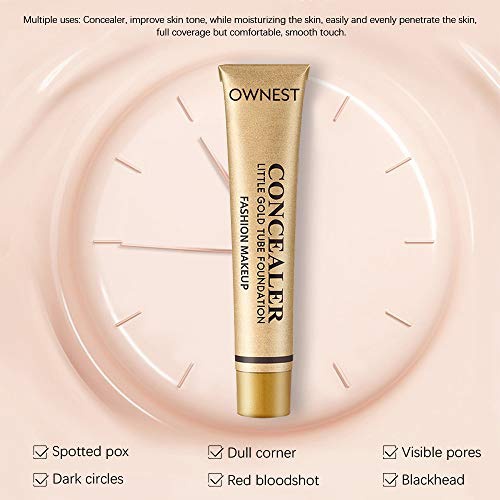  FREEORR Little Gold Tube Foundation Concealer, Matte Waterproof Long Lasting Moisturizing Contour Concealer, Skin Face Cover of Blemish Problem, Dark Eye Circles, Whelk, Spots, Tat