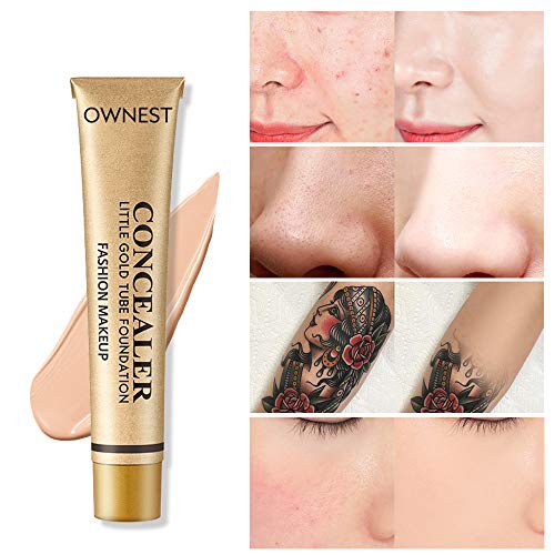  FREEORR Little Gold Tube Foundation Concealer, Matte Waterproof Long Lasting Moisturizing Contour Concealer, Skin Face Cover of Blemish Problem, Dark Eye Circles, Whelk, Spots, Tat