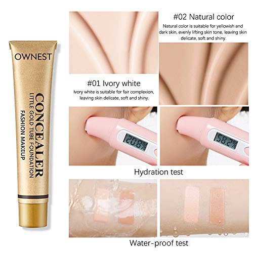  FREEORR Little Gold Tube Foundation Concealer, Matte Waterproof Long Lasting Moisturizing Contour Concealer, Skin Face Cover of Blemish Problem, Dark Eye Circles, Whelk, Spots, Tat