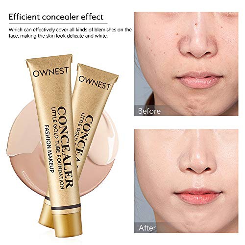  FREEORR Little Gold Tube Foundation Concealer, Matte Waterproof Long Lasting Moisturizing Contour Concealer, Skin Face Cover of Blemish Problem, Dark Eye Circles, Whelk, Spots, Tat