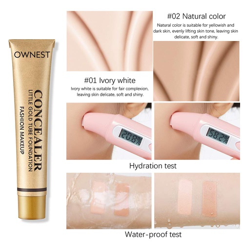  FREEORR Little Gold Tube Foundation Concealer, Matte Waterproof Long Lasting Moisturizing Contour Concealer, Skin Face Cover of Blemish Problem, Dark Eye Circles, Whelk, Spots, Tat