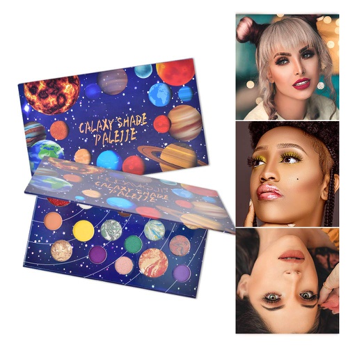  FREEORR 18 Colors Galaxy Shade Palette, Long Lasting Waterproof Multi Reflective Shimmer Matte Glitter Pressed Pearls Eyeshadow Makeup Pallet