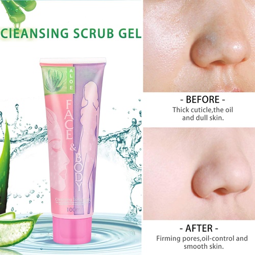  FREEORR 2Pcs Face and Body Cleansing Scrub Gel Deep Cleaning Exfoliating Body Scrub Face Scrub Facial Exfoliator Full Body Wash Scrub（#Aloe）-100 ml