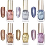 Freeorr 6 Colors Holographic Chameleon Nail Polish Set, Iridescent Gorgeous Glossy Glitter Diamond Laser Chrome Nail Pigment-6ml（A）