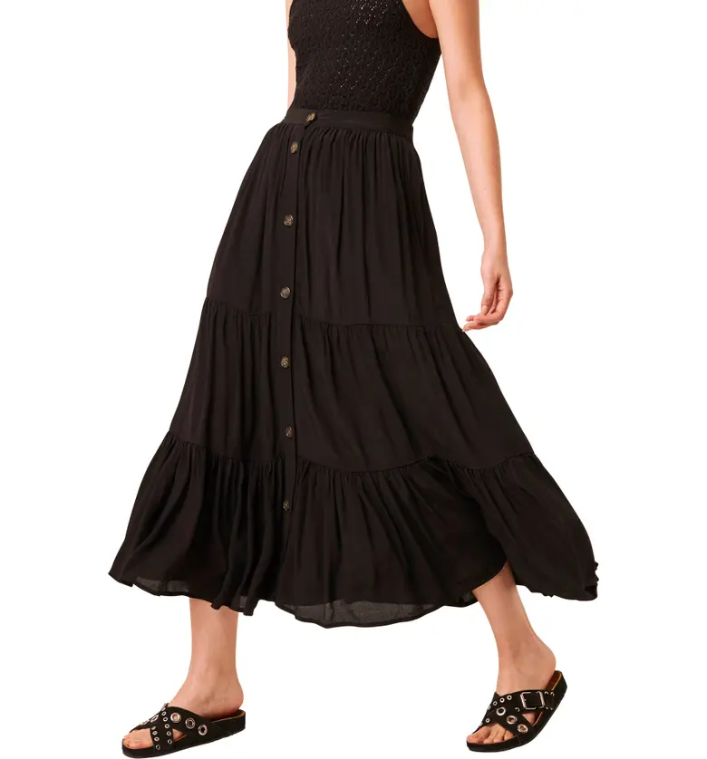 French Connection Easha Drape Maxi Skirt_BLACK