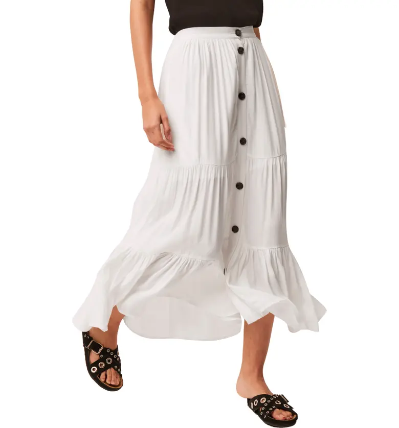 French Connection Easha Drape Maxi Skirt_SUMMER WHITE