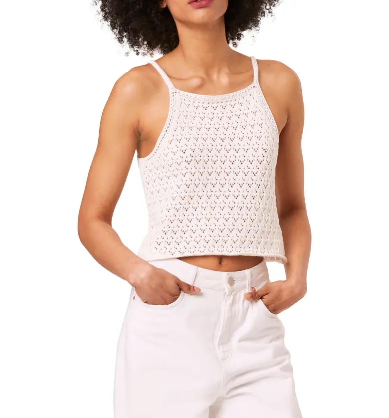 French Connection Nora Crochet Sleeveless Top_SUMMER WHITE