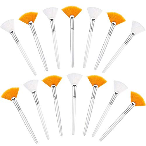  FSXTMMM Fan Facial Mask Brushes Applicator Set, Soft Makeup Brushes Acid Applicator Cosmetic Makeup Beauty Tools for Mud Mask, Blush, Glycolic Peel, Serum, Cleaning Sleep Mask.